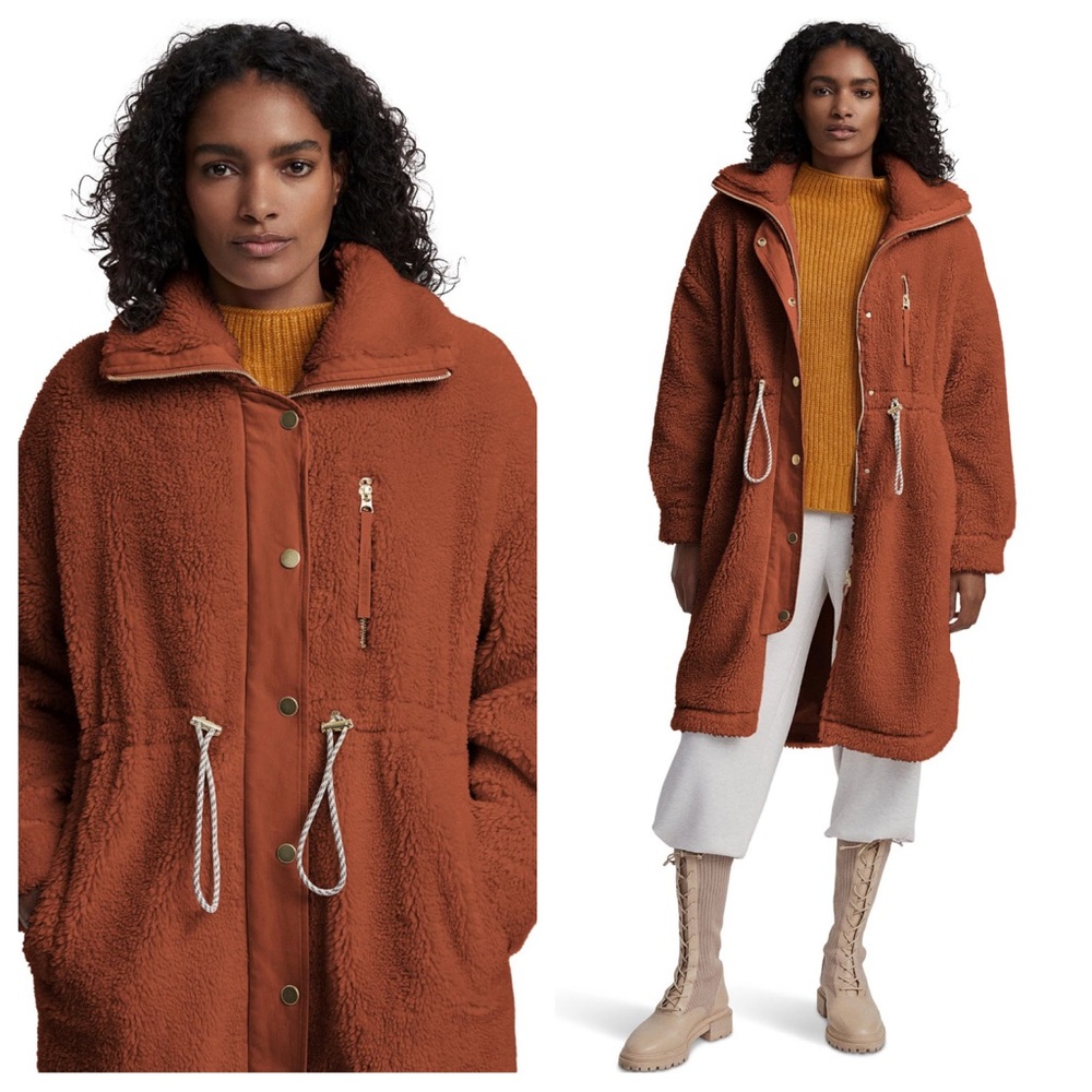Varley Jones Teddy Long Coat in Caramel Cafe